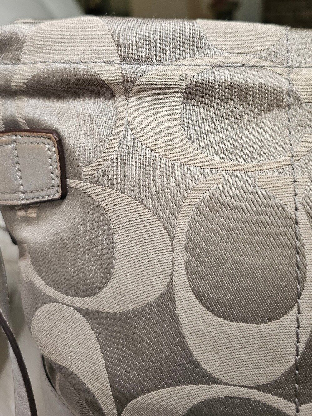 Coach Satin Signature Chain-Accent Shoulder Bag in Silver Taupe (Used) - Picture 13 of 13